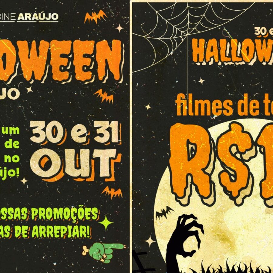 Halloween no Cine Araújo tem ingressos baratos, combos temáticos e sessão premiada