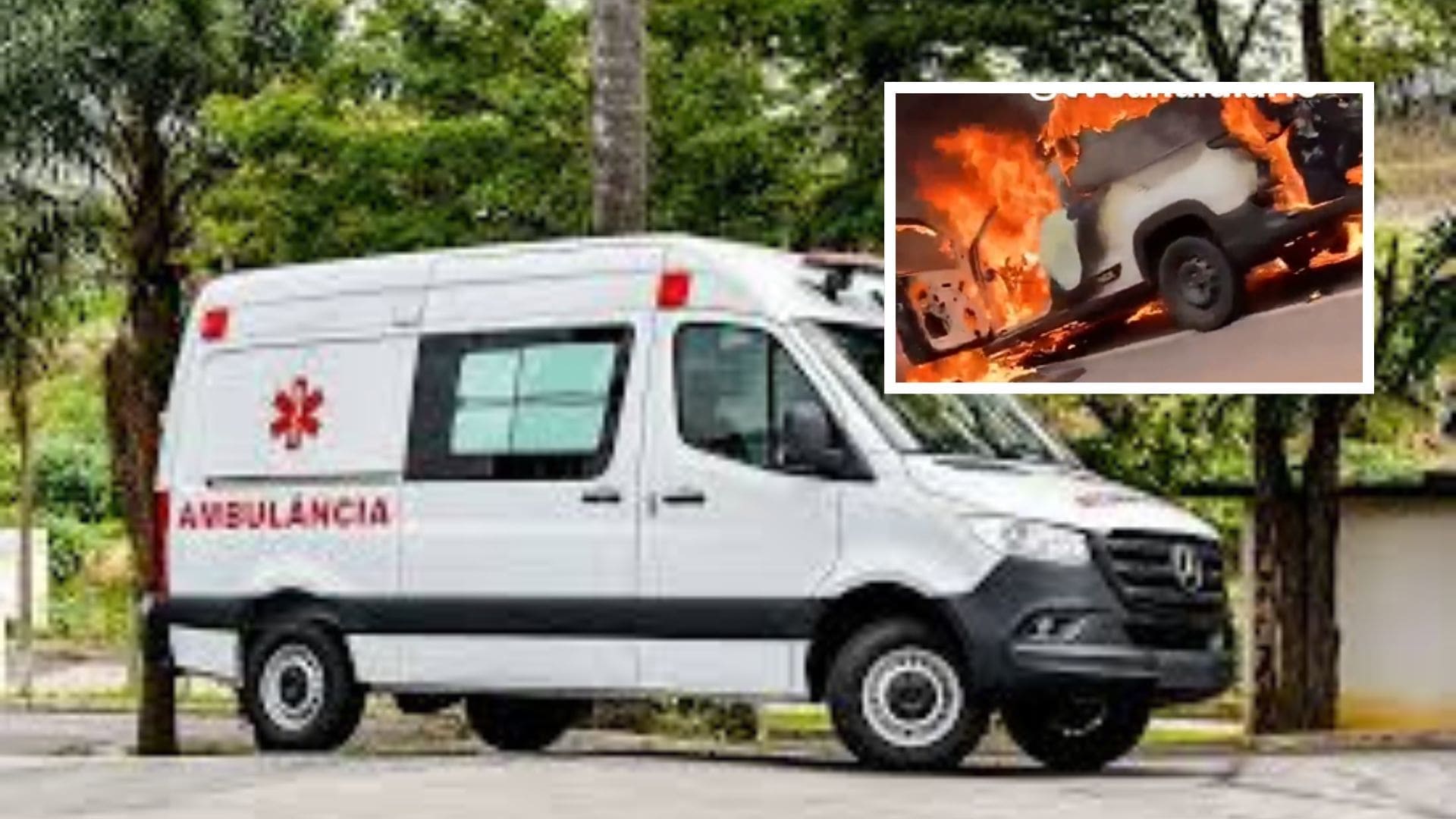 Ambulância é consumida por chamas na BR-174 próximo a Porto Esperidião; veja vídeo