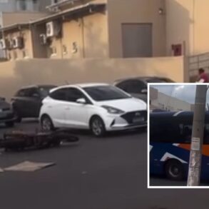 Motociclista se envolve em acidente com ônibus em cruzamento de Cuiabá