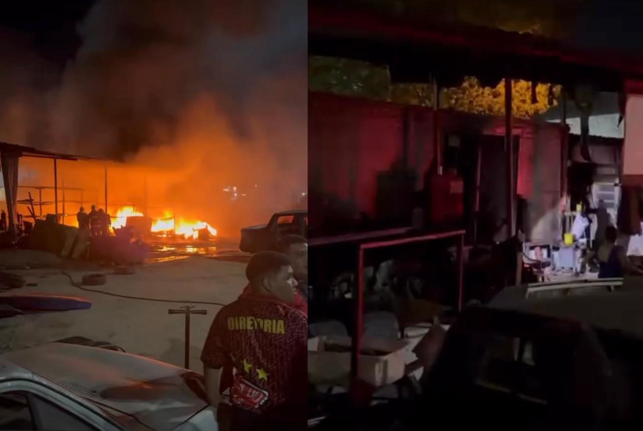 Fogo destrói borracharia e quase mata dono