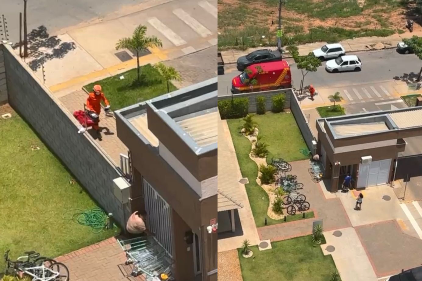 bombeiros resgatam homem em colapso na portaria de condomínio