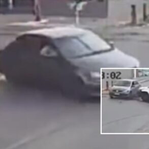 Pedestre escapa por segundos de acidente em cruzamento de Várzea Grande; veja vídeo