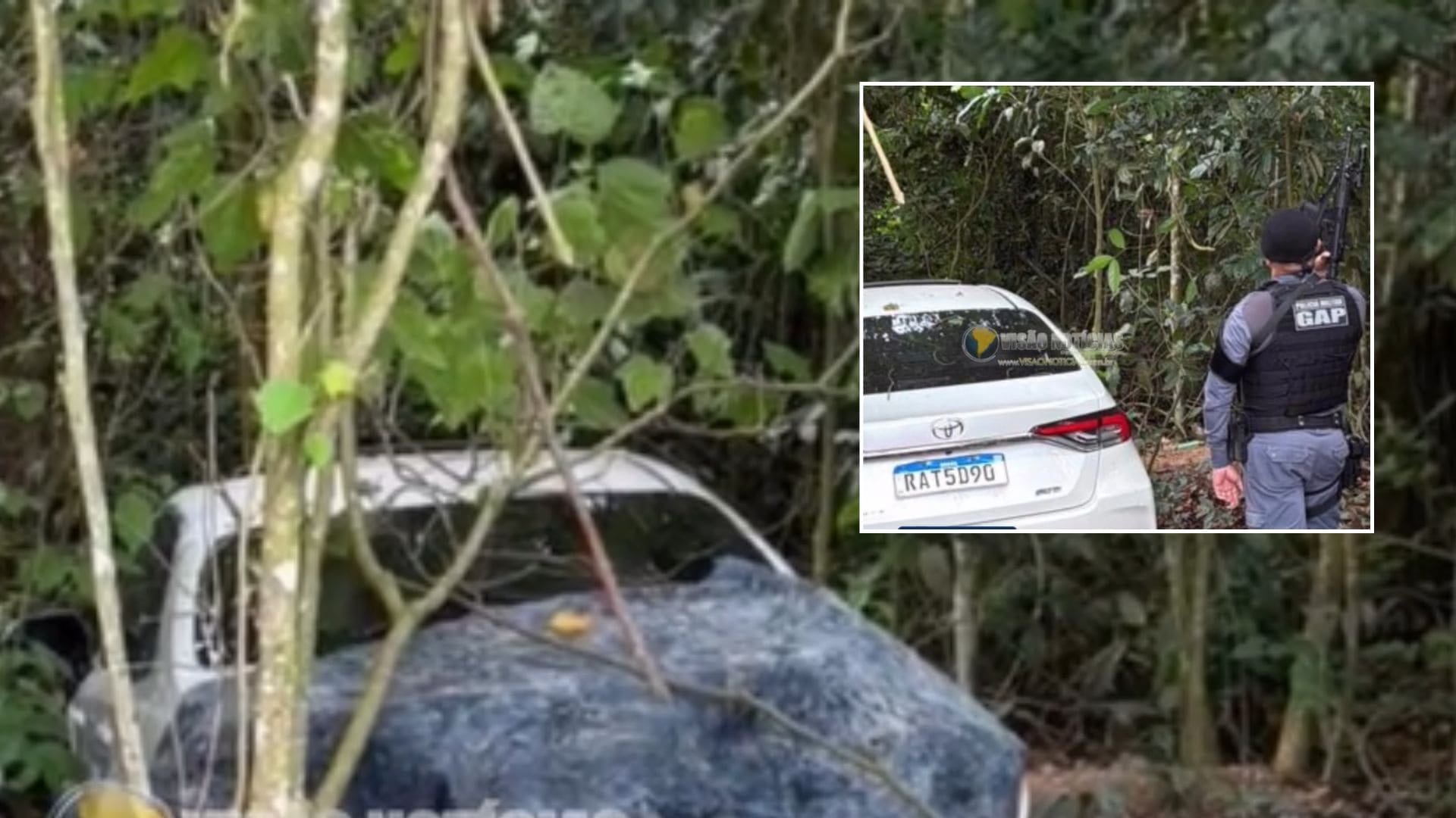 Corolla roubado em Sinop é encontrado na mata após perseguição policial; veja vídeo