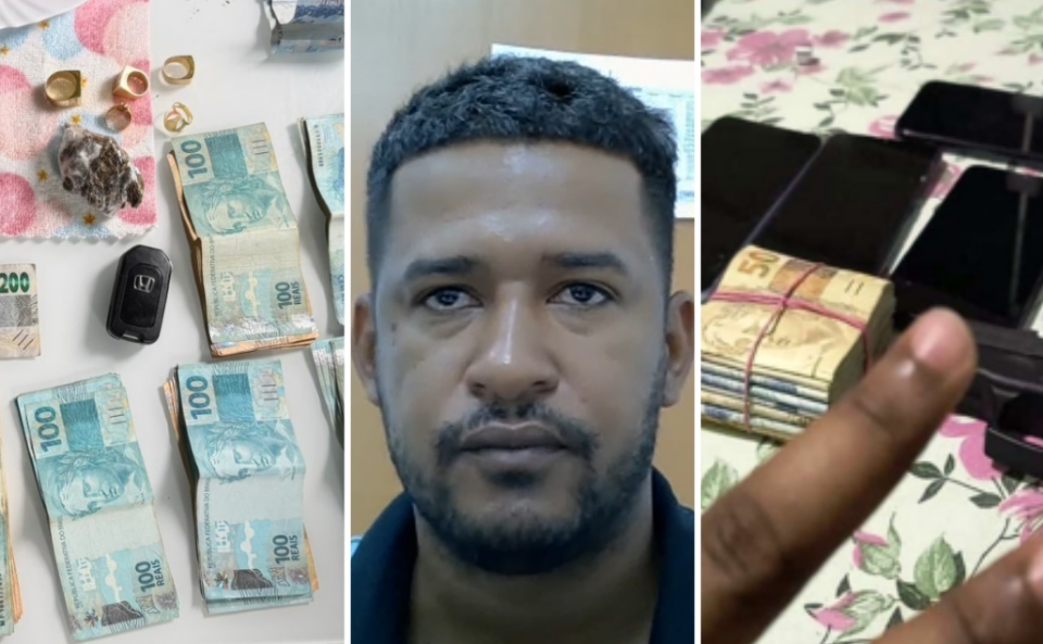 Suspeito preso no aeroporto em Várzea Grande diz que dinheiro e drogas achados pertenciam à namorada; veja vídeo